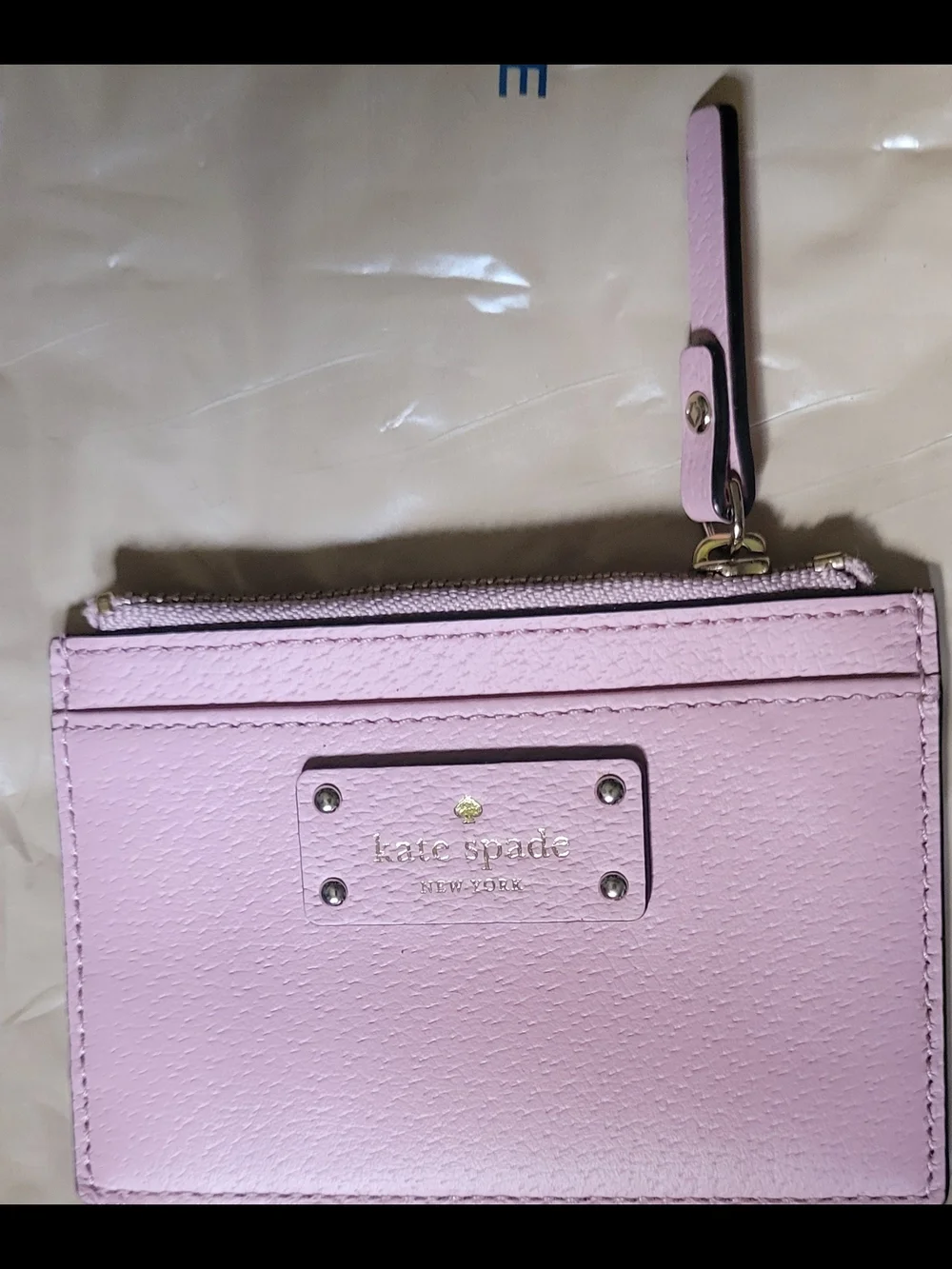 kate spade Pink Leather Card Wallet with Zip